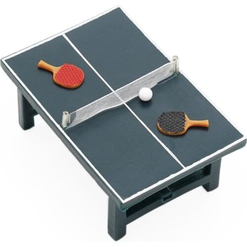 Odoria 1:24 Miniature Ping Pong Table Paddles Balls Simulation Sport Model Set Dollhouse Accessories Doll House Decoration