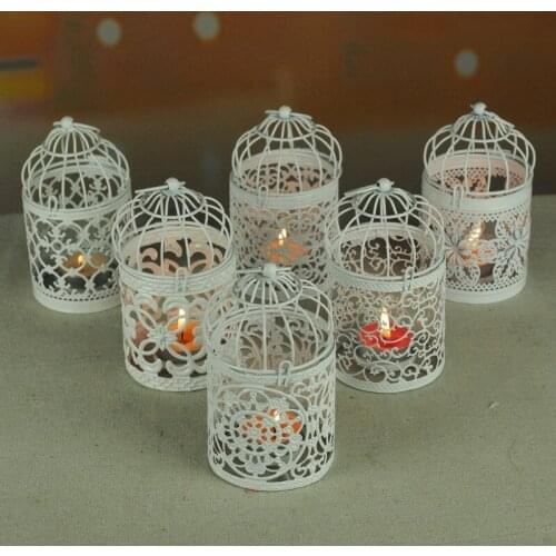 Hollow Holder Candlestick Tealight Hanging Lantern Bird Cage Vintage Wrought New