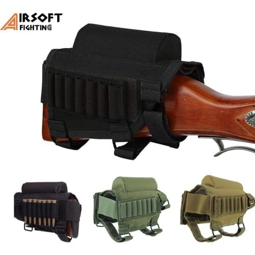 Tactical Shotgun Buttstock Ammo Holder Hunting Airsoft Rifle Butt Stock 7 Round Bullet Carrier Gun Cartridge Pouches