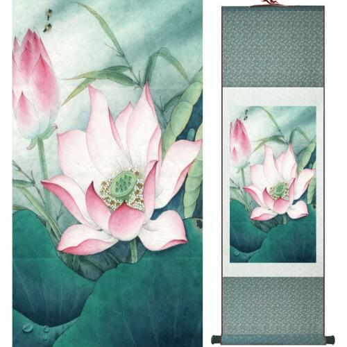 Lotus painting Water lily painting Chinese wash painting home decoration painting Chinese traditional art panting No.32414