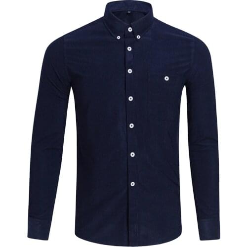 Navy Men Shirt Mens Long sleeve autumn Winter Shirts Corduroy Plus size Tops streetwear clothes