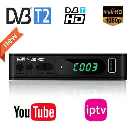 Russian Hot Sale HD Dvb T2 TV Decoder Dvb Tuner Dvb-T2 Receiver Support WIFI Dongle Youtube Iptv With Usb port