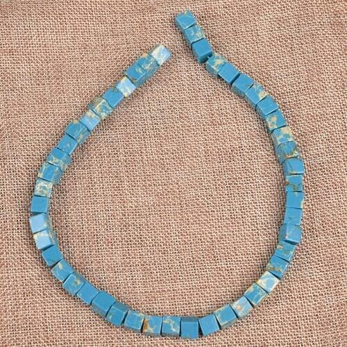 Blue cube shape with the Yellow dotted spots and Sharp polygon Synthesis emperor stone Loose beads Homemade bracelet