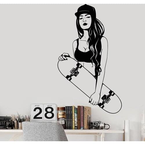 Skateboard Skateboarder Teen Swag Style Girl Vinyl Wall Decal Home Decor Art Mural Wall Stickers Removable