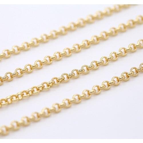 Stylish Copper-plated 14K Color-preserving Gold Beads Welded Chain Korean Version Of Simple & Personalized DIY Necklace Material