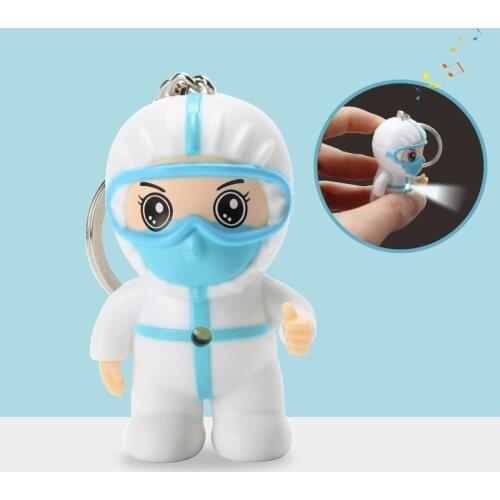 LED Luminous Vocal Nurse Keychain Cartoon Nurse Day Gift White Angel Souvenir Men Women Bag Jewelry Key Chain Pendant Creative