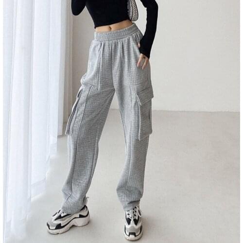 TVVOVVIN Autumn Loose Wide Leg Pants Sports Workout Running Straight Plaid Overalls Womens Pants Plaid Trousers Korean X6V6
