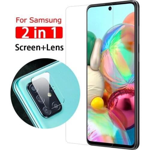 2-in-1 Front Screen Protector For Samsung Galaxy A51 A71 A50 A70 A40 Tempered Glass samsun A30s A20E a51 a71 a50 a70 Lens Glass