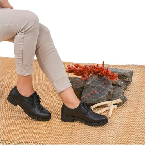 Moosefield Women Black Genuine Leather Shoes