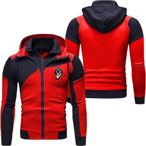 Men Hoodies Jacket Casual Sweatshirt Sportswear Dog and Cat Print Hoodie Men Spring Autumn Zip Hooded Jacket Hoody