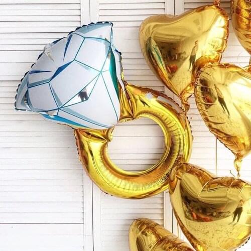 Gold Diamond Ring Foil Balloon Rose Gold Bride to Be Hen Party Balloon Happy Anniversary Wedding Engagement Decoration Supplies
