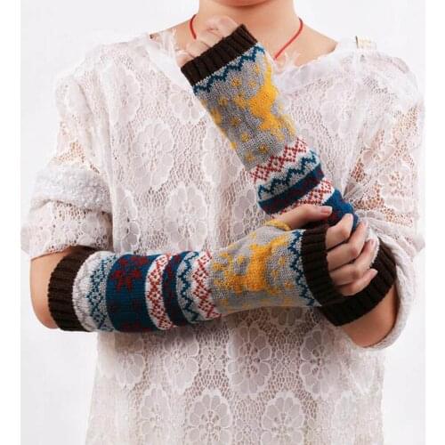 1 Pair Soft Stretchy Wrist Arm Hand Warmer Knitted Mittens Women Winter Long Fingerless Gloves Warm Winter Gloves Soft Mitten