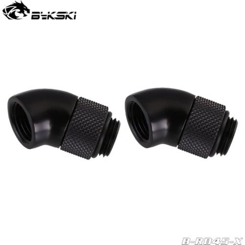 2PCS Bykski 45 Degree Rotary Hard Tube Fittings Computer Cooling Rigid Pipe Adapter Black,Silver,Blue,Red,White,Gold B-RD45-X