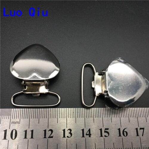 20pcs/lot Peach heart design clips 25mm Suspenders garter circular cover clips with PVC inside Metal Round Pacifier Clips
