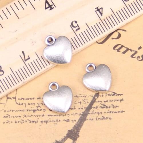 40pcs Charms lovely heart 10x8mm Antique Pendants,Vintage Tibetan Silver Jewelry,DIY for bracelet necklace