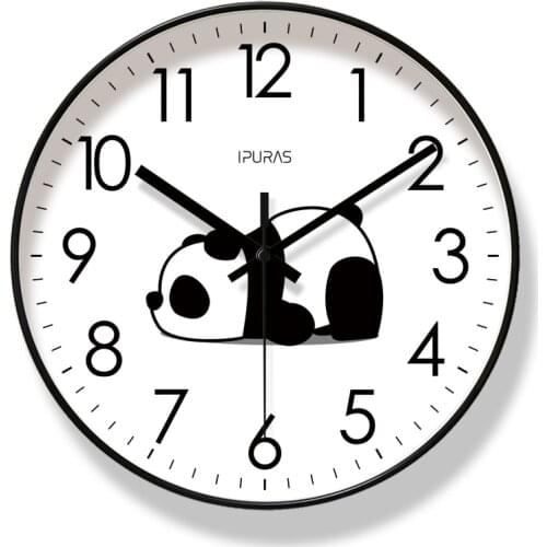 2021 Round Creative Mute Wall Clock Modern Design Silent Cartoon Panda Clocks for Home Decoration Kitchen Living Room Decor