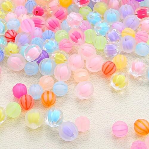 30g Candy Color Plastic Pumpkin Shape Acrylic Round Beads for Jewelry Making DIY Necklace Earrings Bracelet Craft Accessories