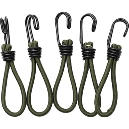 5 Pcs Elastic Tent Ropes Buckle Ground Nail Strap Camping Canopy Fixed Hook Cord G99D