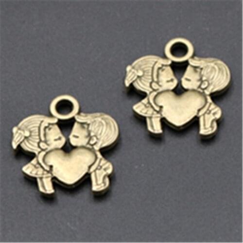 WKOUD 8pcs Antique Bronze Color Pure Love Glamour Alloy Pendant for Earring Necklace DIY Jewelry Handmade A719
