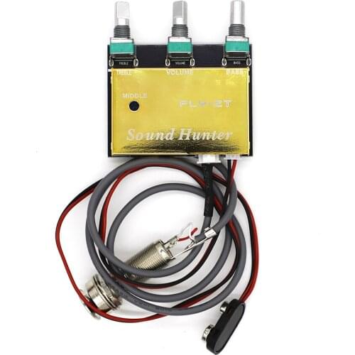 Acoustic Guitar Active Pickup Piezo Metal Pick Up EQ Equalizer Preamp With Treble Volume Bass Control Guitar Accessories Parts