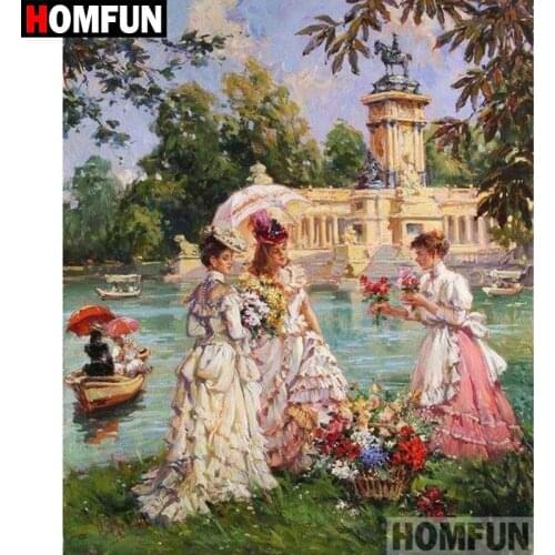HOMFUN Full Square/Round Drill 5D DIY Diamond Painting "Lakeside princess" Embroidery Cross Stitch 5D Home Decor Gift A07715