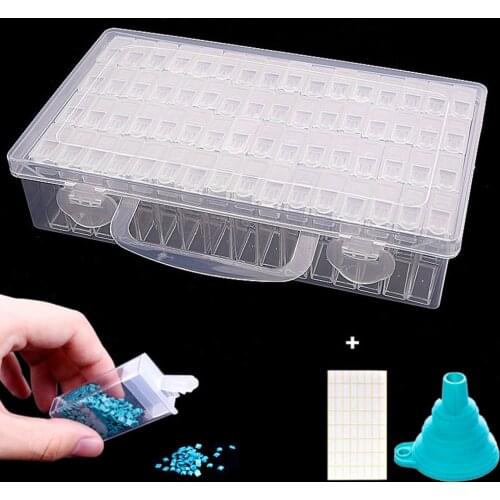 Diamond painting storage box, portable bead storage box 64/128pcs container diamond painting accessories