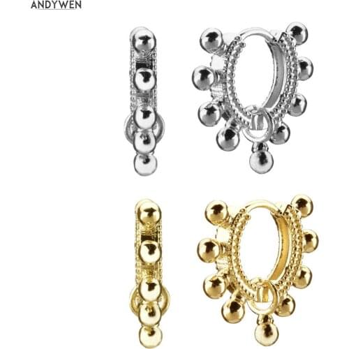 ANDYWEN 925 Sterling Silver Beads Luxury Hoops Circle Luxury 8.5mm Loops Piercing Pendiente Rock Punk Party Wedding Jewelry