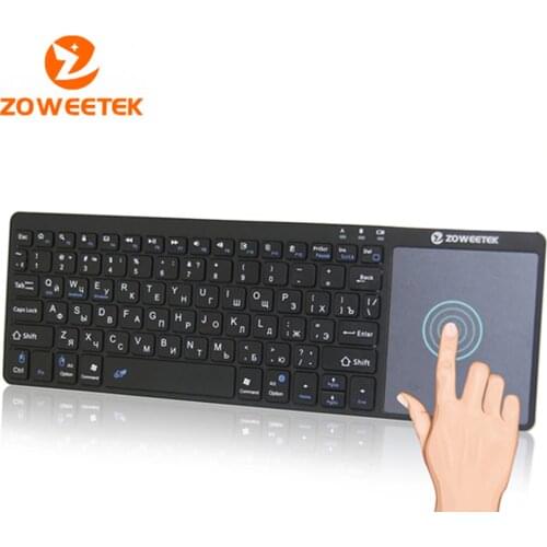 Genuine Zoweetek K12BT-1 Mini Wireless Bluetooth Keyboard Russian English Spanish Touchpad For smart tv box PC Android phone Pad