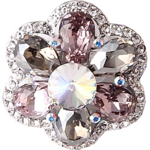 BEADSLAND Alloy Chunky Flower Shape Crystal Brooch Scarf Buckle Elegant Fashion Jewelry Woman Gift