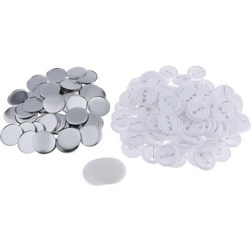 Metal Button Parts 44mm Button Maker Parts 1.7 inch 100Pcs Top Bottom Cover Clip Pin Button Parts for Badge Maker Machine