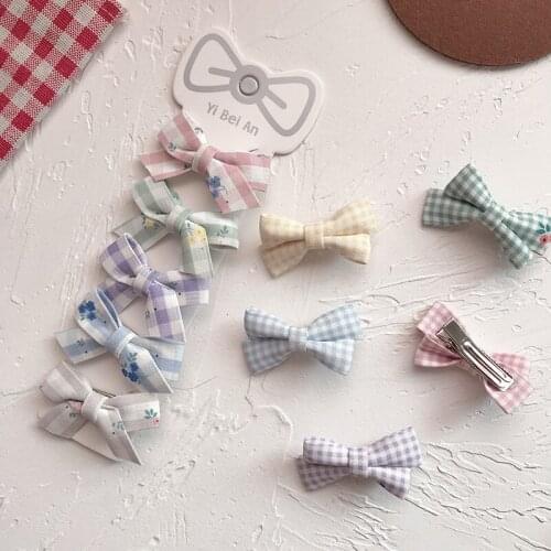 5 Pcs/Set Baby Hair Clips Lattice Flower Printed Kids Hairpins For Girls Bows Children Barrettes Baby Girl Hair Accessories