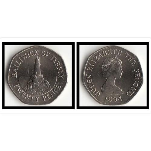 Jersey 20 Penny Coin Europe New Original Coins Unc Commemorative Edition 100% Real Rare Eu Random Year