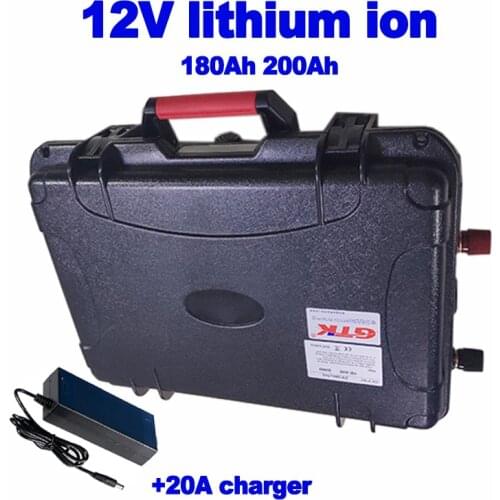 Foot capacity 12V 200Ah 180Ah Lithium li ion polymer Battery for boat engine solar panel power waterproof case trolling motor