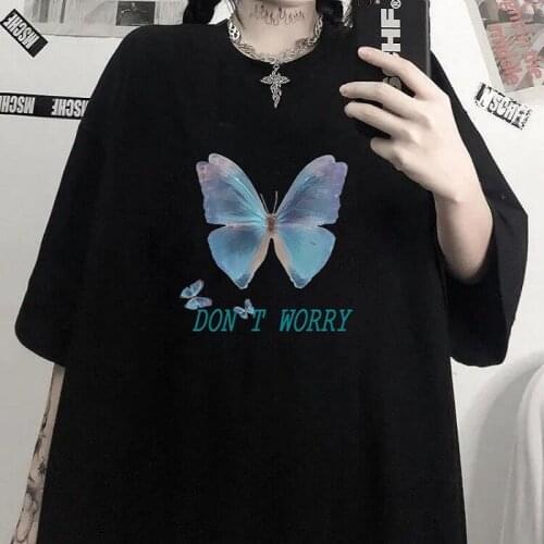 Round Neck Half Sleeve Gothic Summer Fashion Couple Butterfly Oversized T-shirt Loose Short-sleeved Youth T-shirt Blouse S-3xl