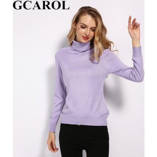 GCAROL New Women Turtleneck 30% Wool Slim Sweater Fall Winter Candy Jumper Bright Knit Pullover Streetwear Plus Size 3XL