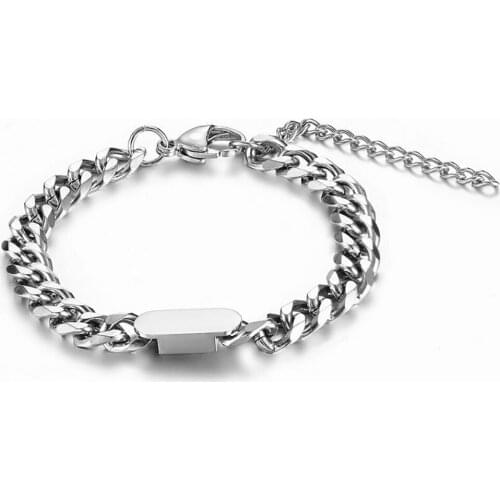Stainless Steel Hip Hop Cuban Link Chain Bracelet Minimalist Jewelry Street Dance Gift For Him