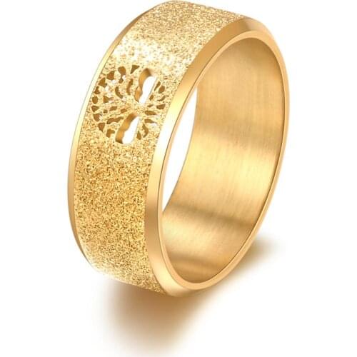 CACANA 316L Stainless Steel High Quality Ring Simple Matte Fashion Fortune Tree Rings Finger Engagement Gift For Women Jewelry