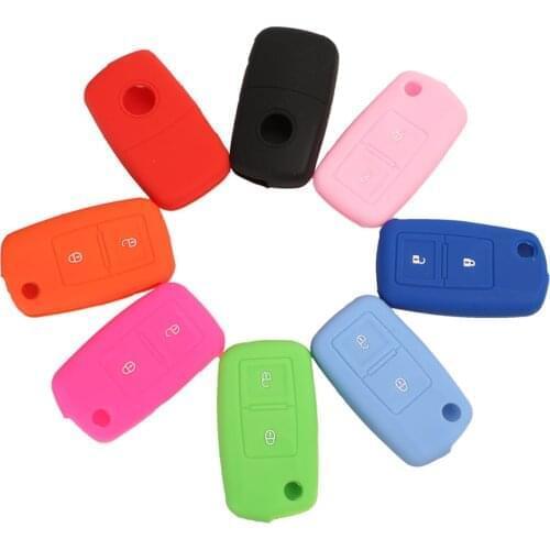 Kutery 10pcs/lot 2 Buttons Silicone Rubber Remote Car Key Case For Vw Altea Polo Golf 4 5 6