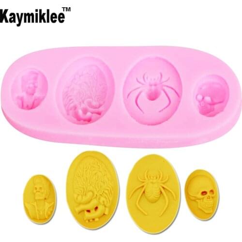 M681 3D Halloween Brain Skull Spider Silicone Molds Cake Decorating Mould Baking Tools Fondant Chocolate Mold cake tools