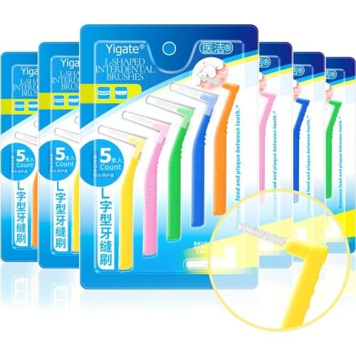 5Pcs 0.6-1.5mm L Interdental Brushes Health Care Tooth Push-Pull Escova Removes Food And Plaque Better Teeth Oral Hygiene Tool