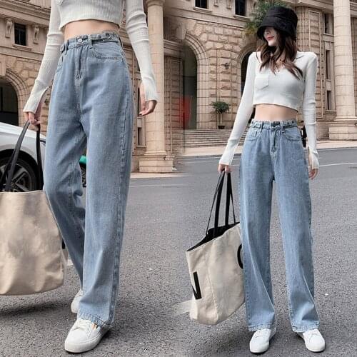 Fashion Y2k Jeans Cotton Solid Color Straight Denim Trouser Vintage Casual Hight Waist Jean Femme Plus Size брюки женские