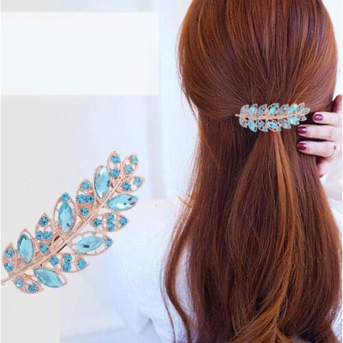 Korean Style Spring Cross Clamp Fashion Crystal Hairpins Rhinestone Rose Flower Hair Bows Delicate Hair Accessories For Women