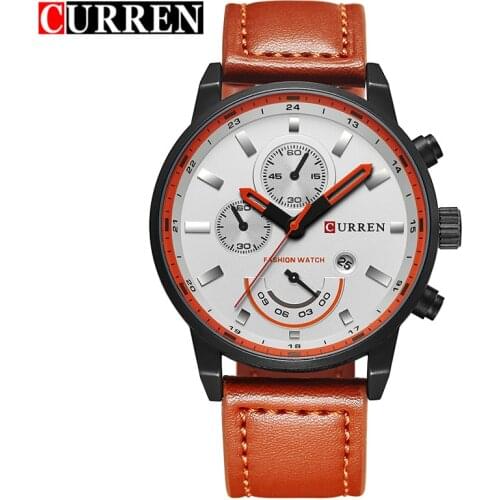 Mens Watch CURREN Hot Sale Analog Sports Wristwatch Display Date Mens Quartz Watch Leather Strap Hodinky Relogio Masculino