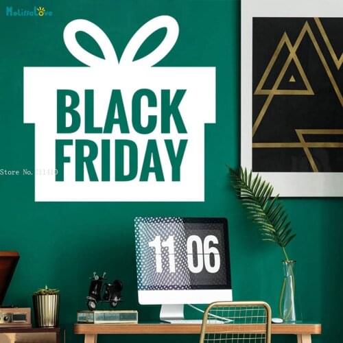 Black Friday Wrapped In a Present Window Sticker Box Decals Self-adhesive Shopping Discount Sign Waterproof Art Murals YT3593