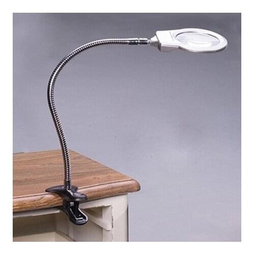 3x 5x Clip-on Table Large Magnifying Glass Lamp Magnifer with LED Light for Reading Acrylic Lens