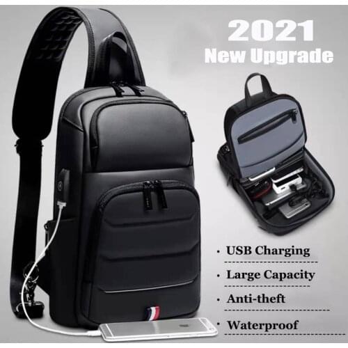 2021 New Men Chest Package Crossbody Bag USB Charging Shoulder Bag Anti-theft Chest Bag Large Capacity Waterproof Messenger Bags