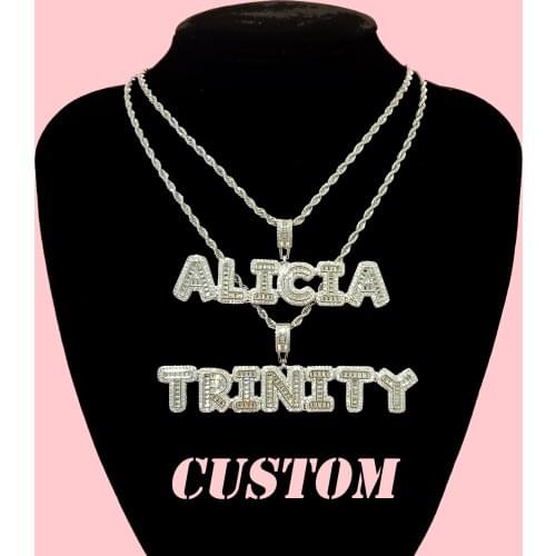Iced Out Initials Gold Silver Icy Zirconia Custom Name necklace Personalized Combination Letters Necklace Bling Hip Hop Jewelry