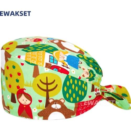 Printing surgical cap doctor cap multicolor nurse scrub cap fashion casual gourd cap unisex bandage headband adjustable