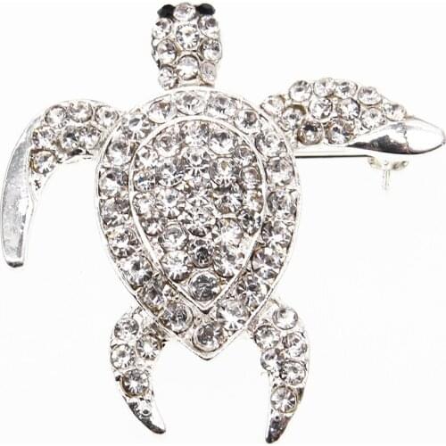 50pcs/Sliver Rhinestone Sea Turtle Charm Silver Animal Pendant for Brooch Pin