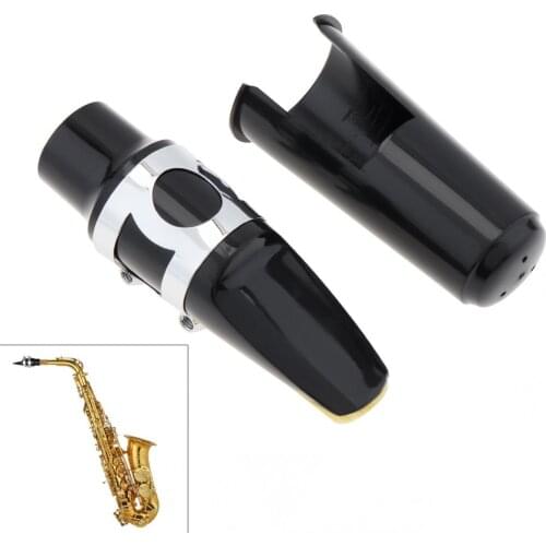 Silver Alto Sax Saxophone Mouthpiece Musical Instrument Accessories with Ligature Cap Metal Buckle Reed